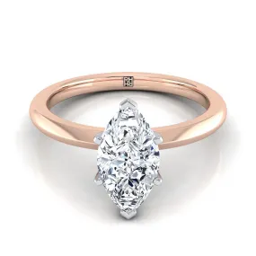 14K Rose Gold Marquise   Petite Knife Edge Solitaire Engagement Ring