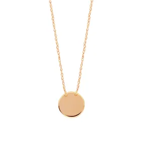 14K Rose Gold Mini Engravable Disk Pendant Necklace, 16" To 18" Adjustable