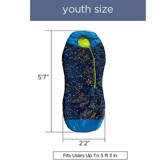 Ace Camp Youth Envelope Thin Glow In The Dark Sleeping Bag