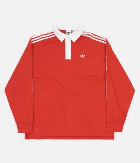 Adidas Solid Rugby Shirt - Vivid Red / White