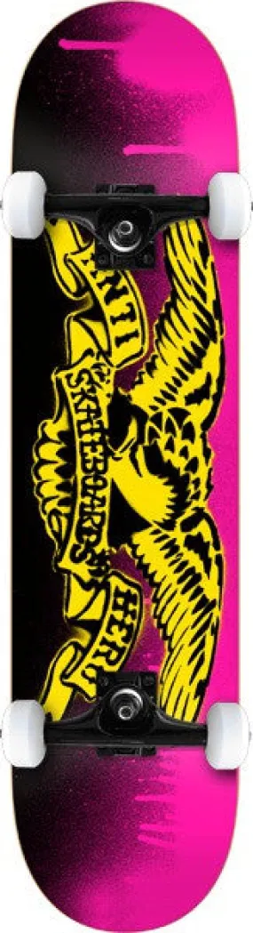 Anti-Hero Stencil Small Complete Skateboard - 7.5 x 31.5 - Pink/Yellow