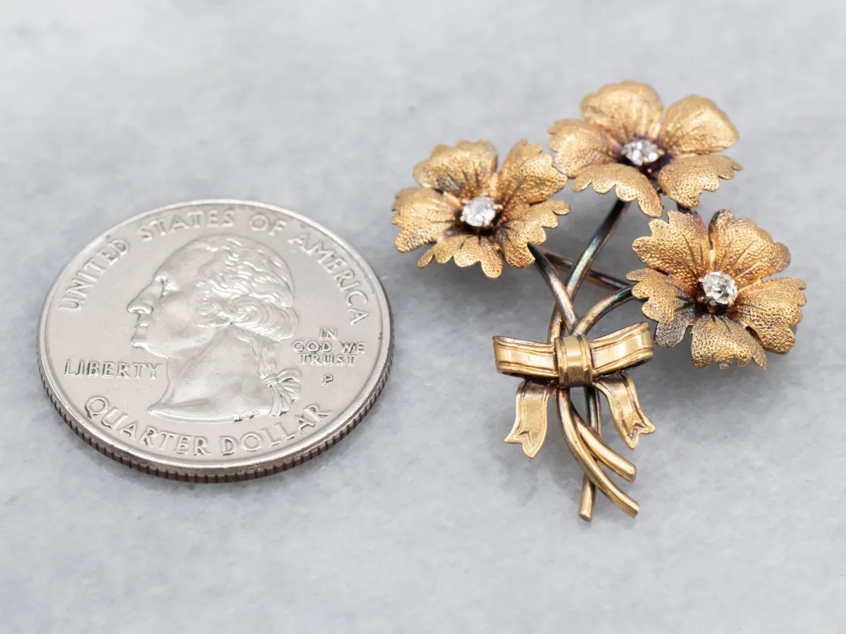 Antique Diamond Flower Bouquet Brooch