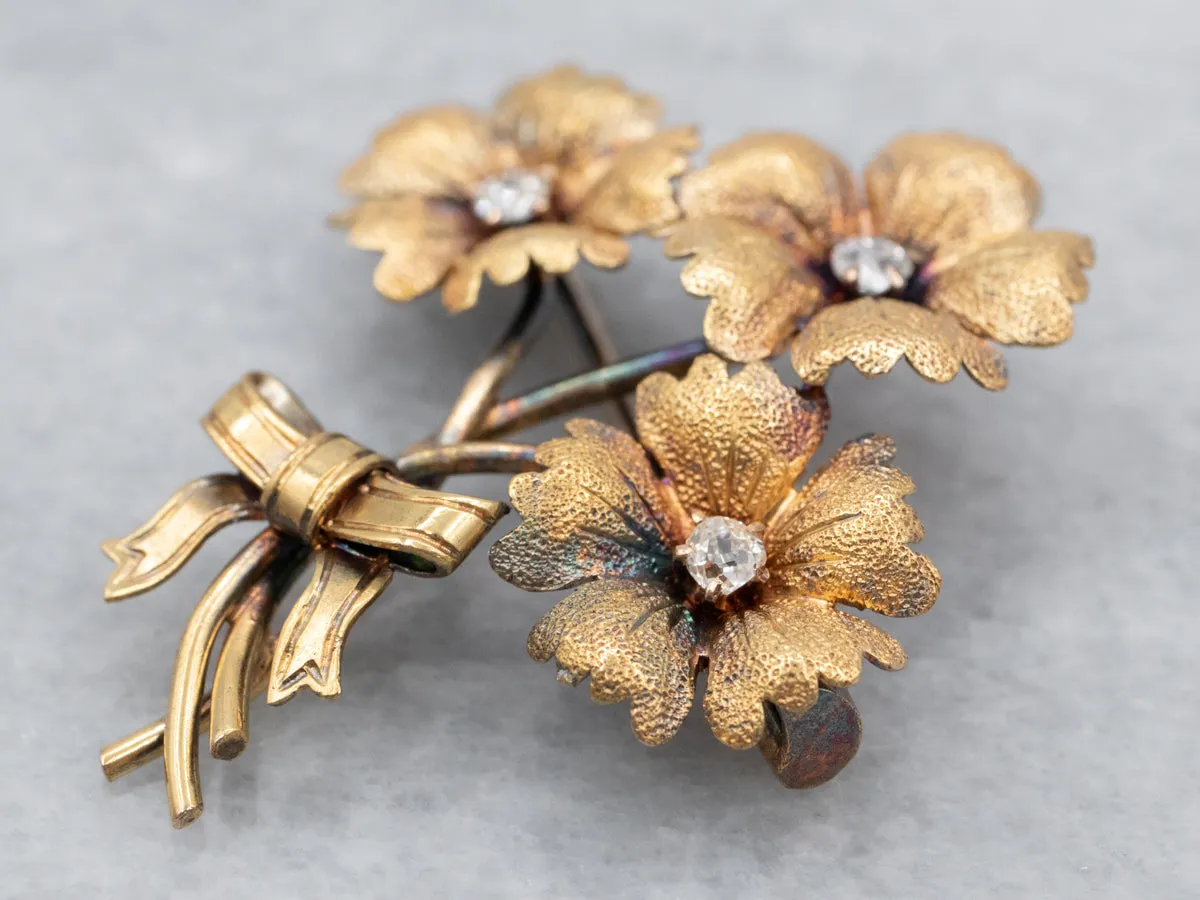 Antique Diamond Flower Bouquet Brooch