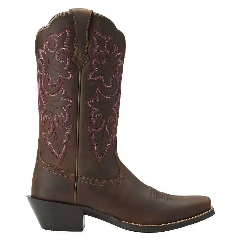 Ariat Women's Powder Brown Round Up Square Toe Western Cowgirl Boots 10014172