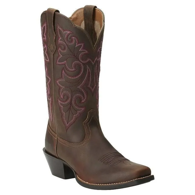 Ariat Women's Powder Brown Round Up Square Toe Western Cowgirl Boots 10014172