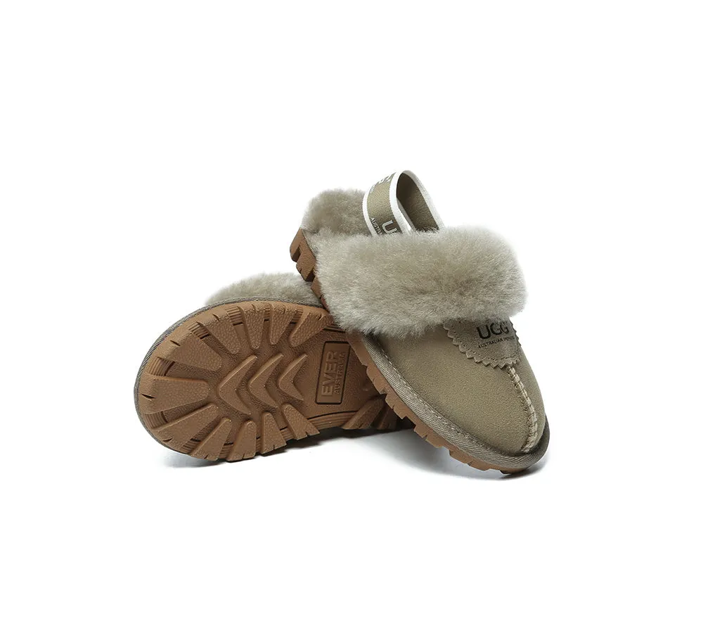 AUSTRALIAN SHEPHERD® UGG Kids Sheepskin Wool Slingback Slippers Waffle Plus