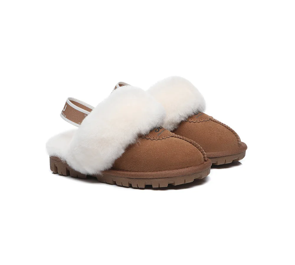 AUSTRALIAN SHEPHERD® UGG Kids Sheepskin Wool Slingback Slippers Waffle Plus