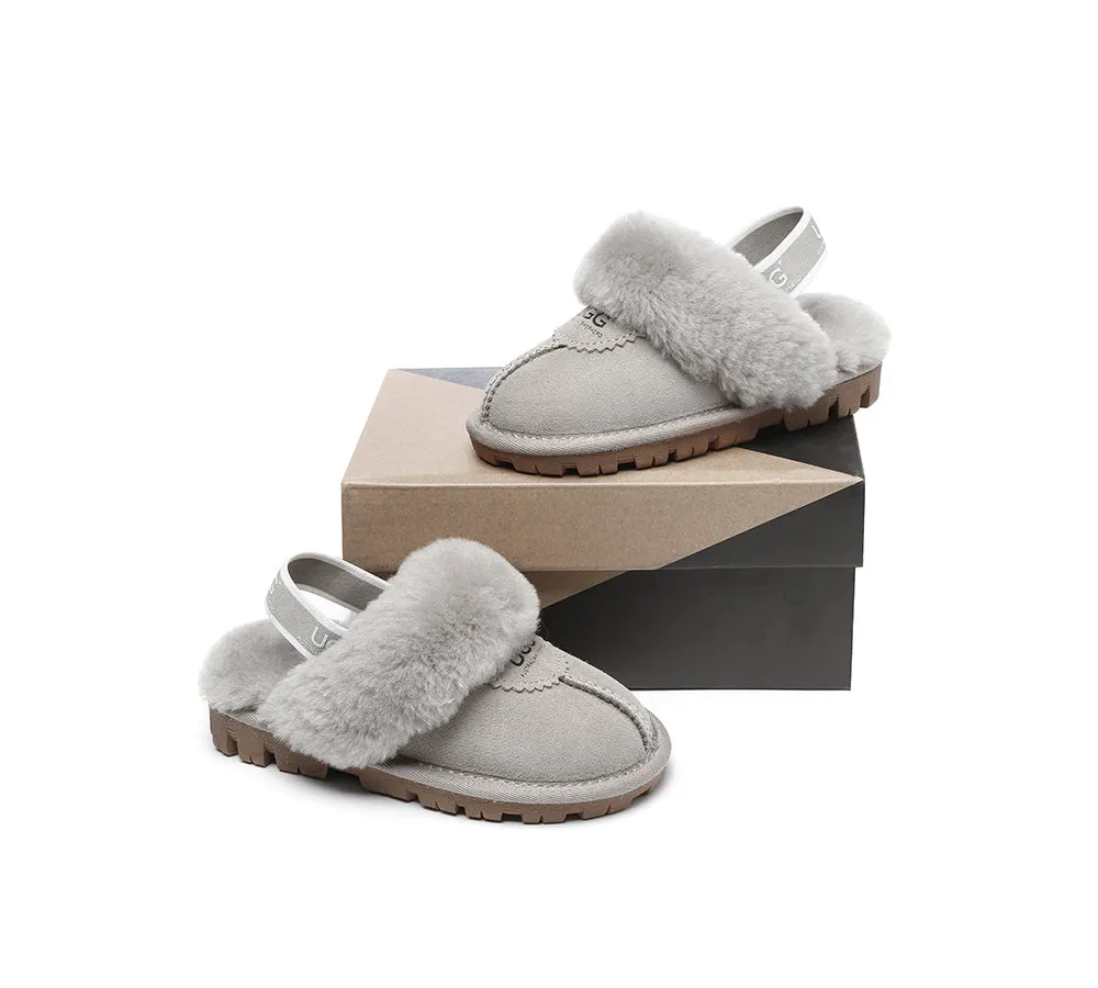 AUSTRALIAN SHEPHERD® UGG Kids Sheepskin Wool Slingback Slippers Waffle Plus