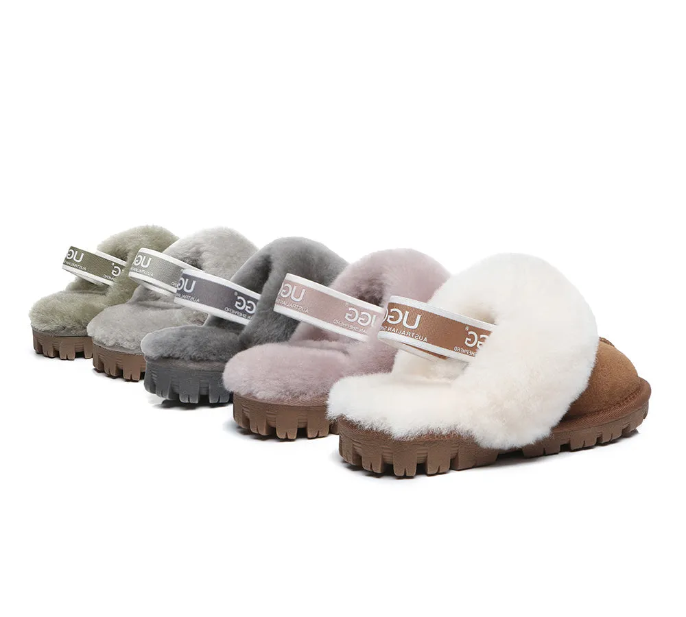 AUSTRALIAN SHEPHERD® UGG Kids Sheepskin Wool Slingback Slippers Waffle Plus