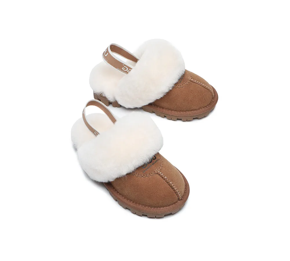 AUSTRALIAN SHEPHERD® UGG Kids Sheepskin Wool Slingback Slippers Waffle Plus