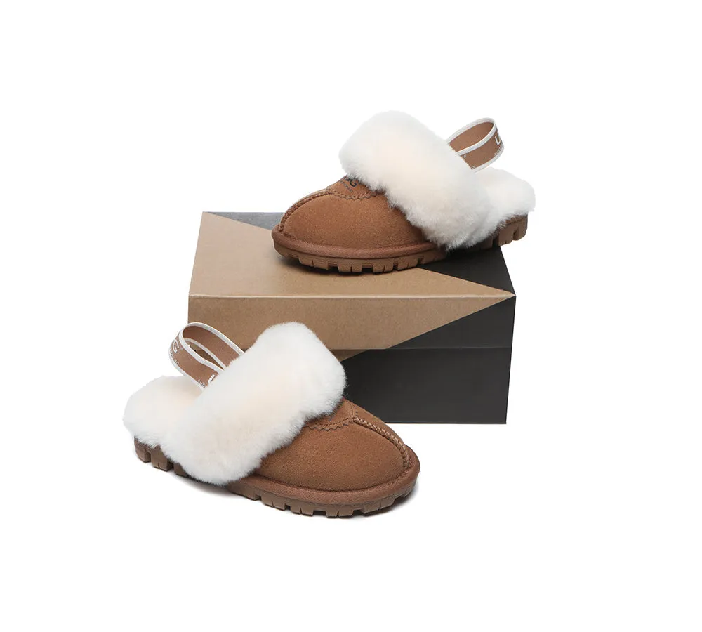 AUSTRALIAN SHEPHERD® UGG Kids Sheepskin Wool Slingback Slippers Waffle Plus