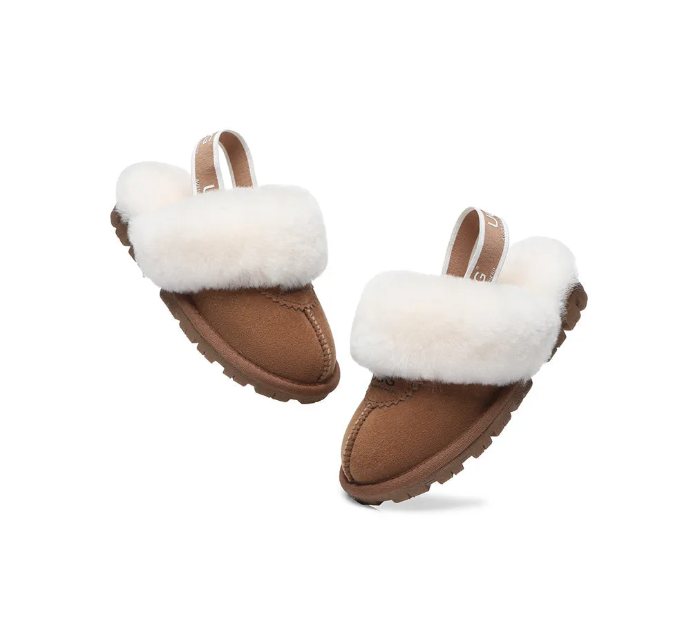 AUSTRALIAN SHEPHERD® UGG Kids Sheepskin Wool Slingback Slippers Waffle Plus