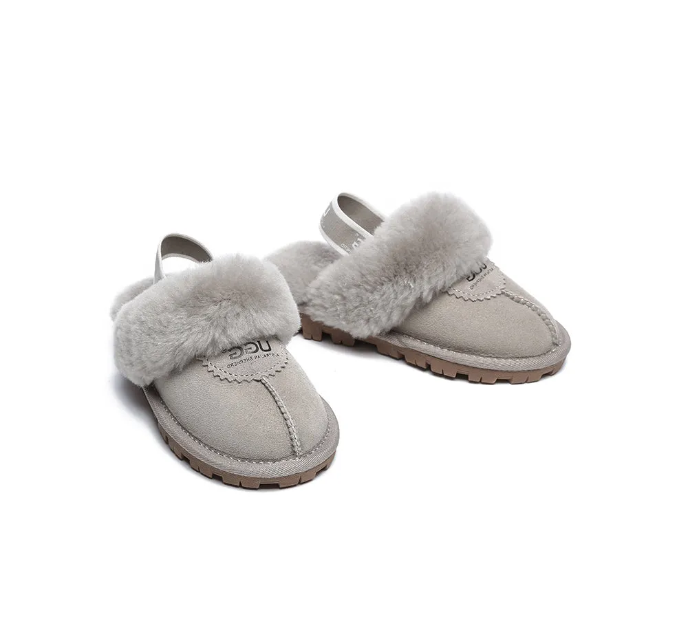 AUSTRALIAN SHEPHERD® UGG Kids Sheepskin Wool Slingback Slippers Waffle Plus