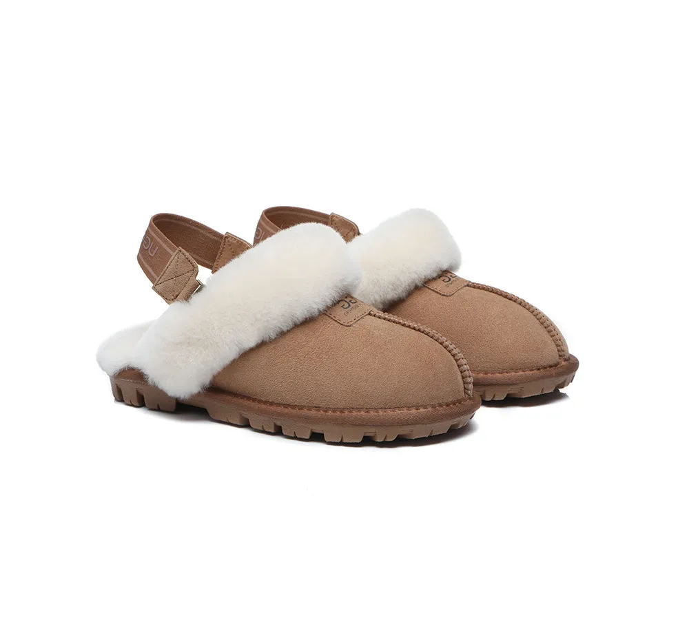 AUSTRALIAN SHEPHERD® UGG Sheepskin Wool Removable Strap Slingback Slippers Suzie