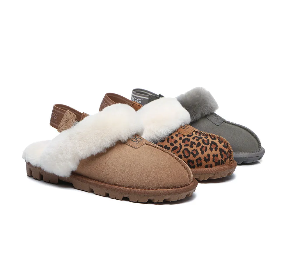 AUSTRALIAN SHEPHERD® UGG Sheepskin Wool Removable Strap Slingback Slippers Suzie