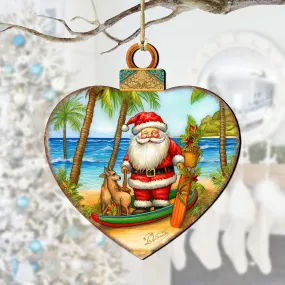 Beach House Decor - Santa on the Beach Wooden Ornaments by G. Debrekht | Coastal Holiday Decor - 8688186