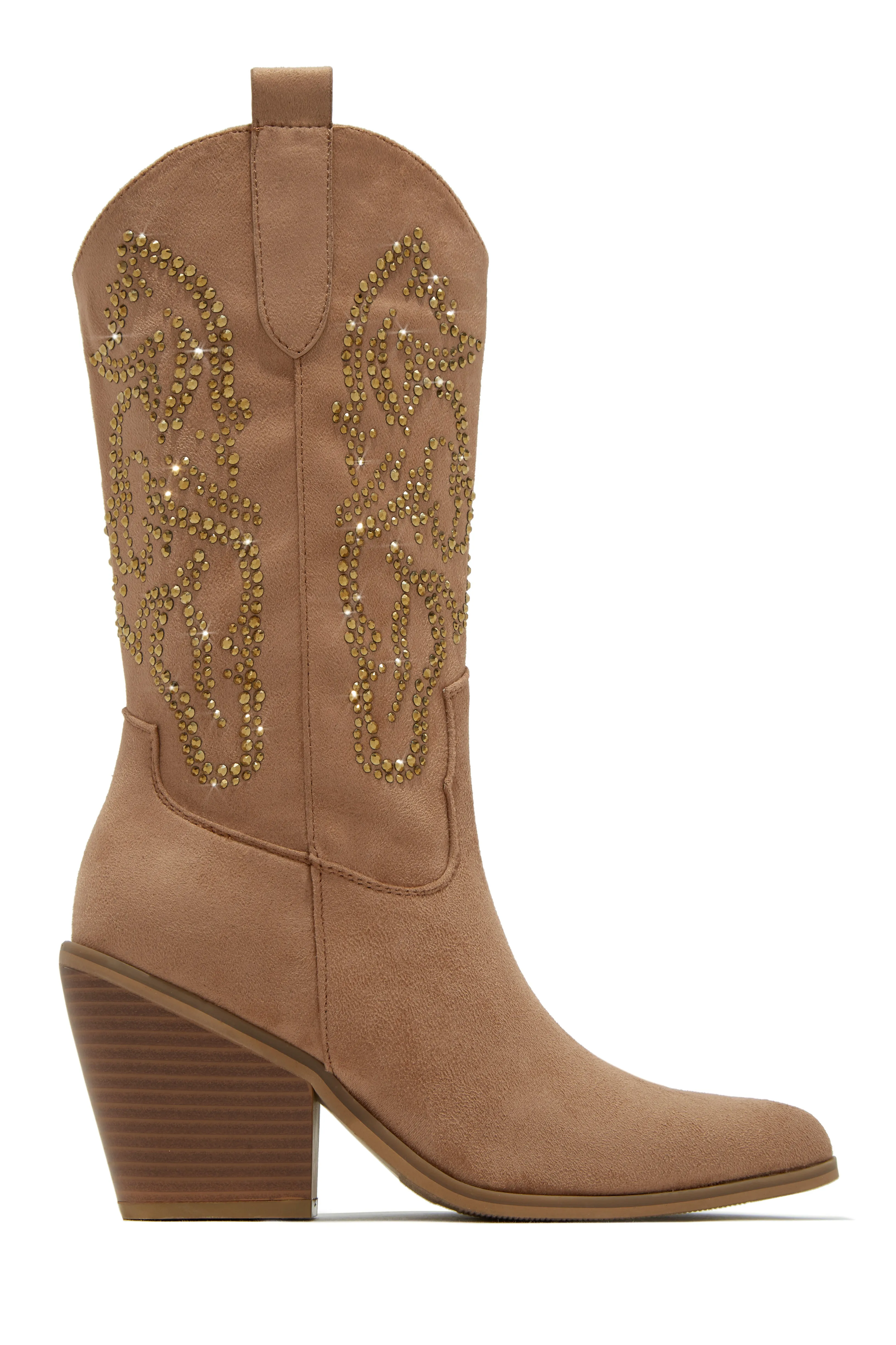 Best In The West Embellished Cowgirl Boots - Taupe