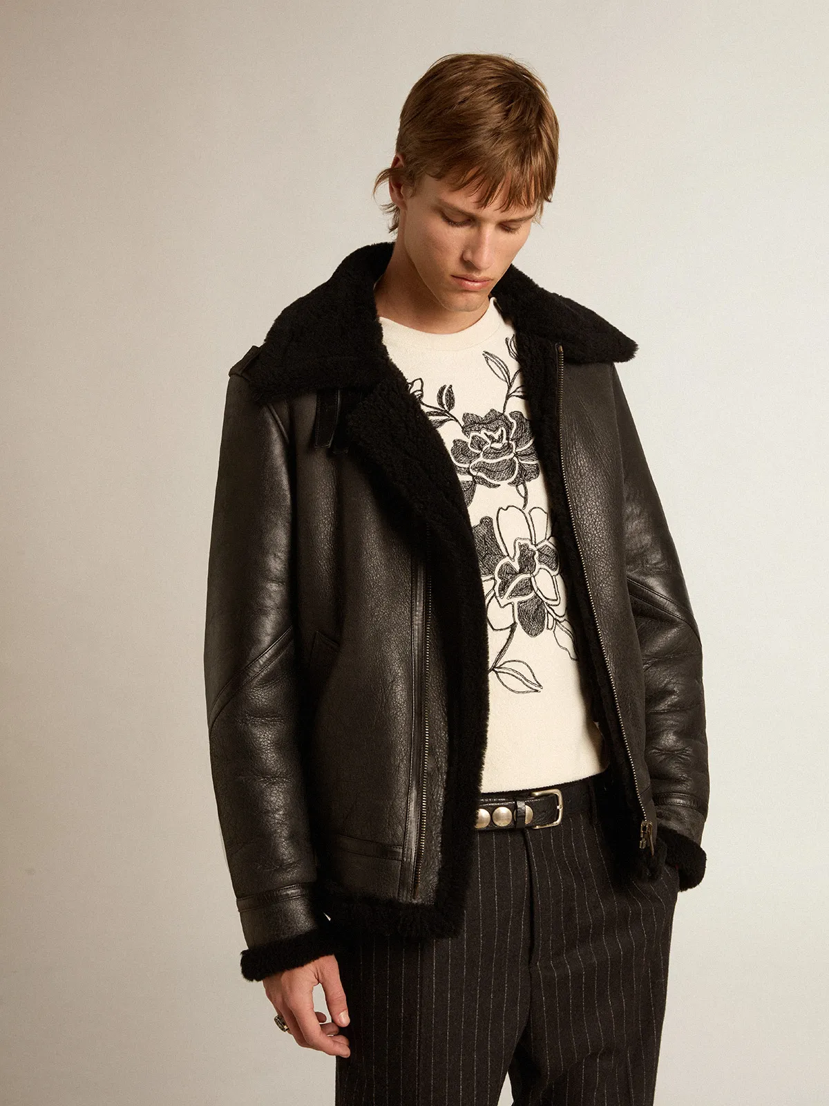 Black sheepskin jacket