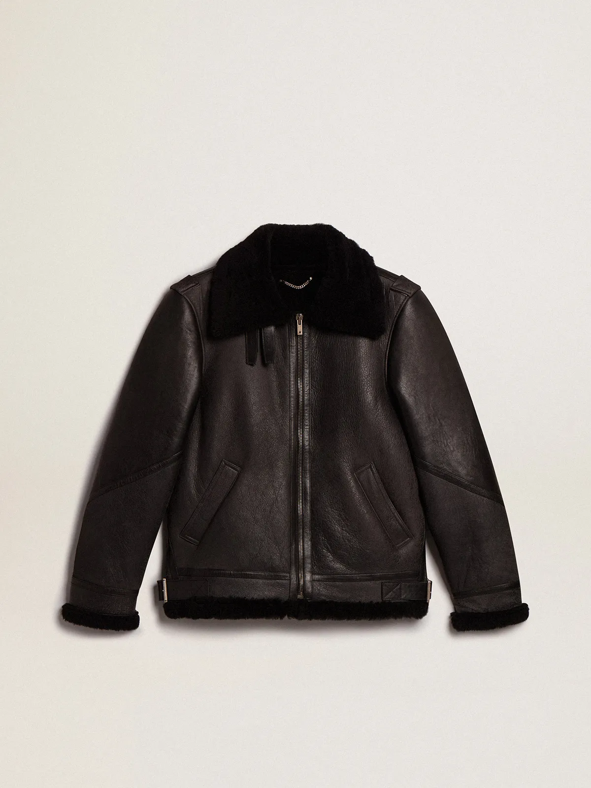 Black sheepskin jacket