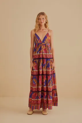 Blue Forest Mosaic Sleeveless Maxi Dress