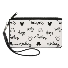 Canvas Zipper Wallet - LARGE - Mickey and Minnie Mouse Icons and Script Doodles White/Black by Buckle-Down