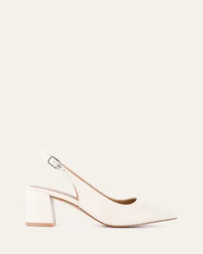 CARA LOW HEELS OFF WHITE LEATHER