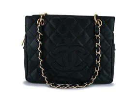 Chanel Black Caviar Classic Petite Timeless Shopper Tote Bag GHW