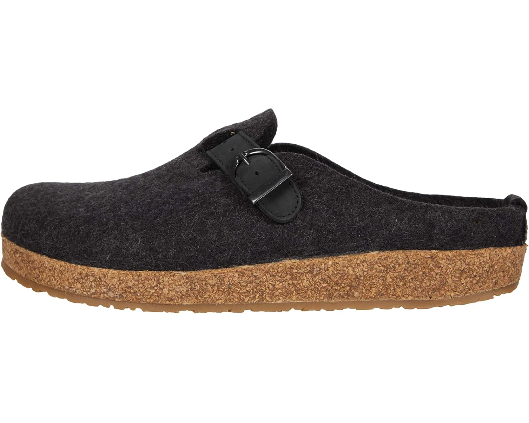 Classic Boiled Wool Clog with Adjustable Belt in Charcoal