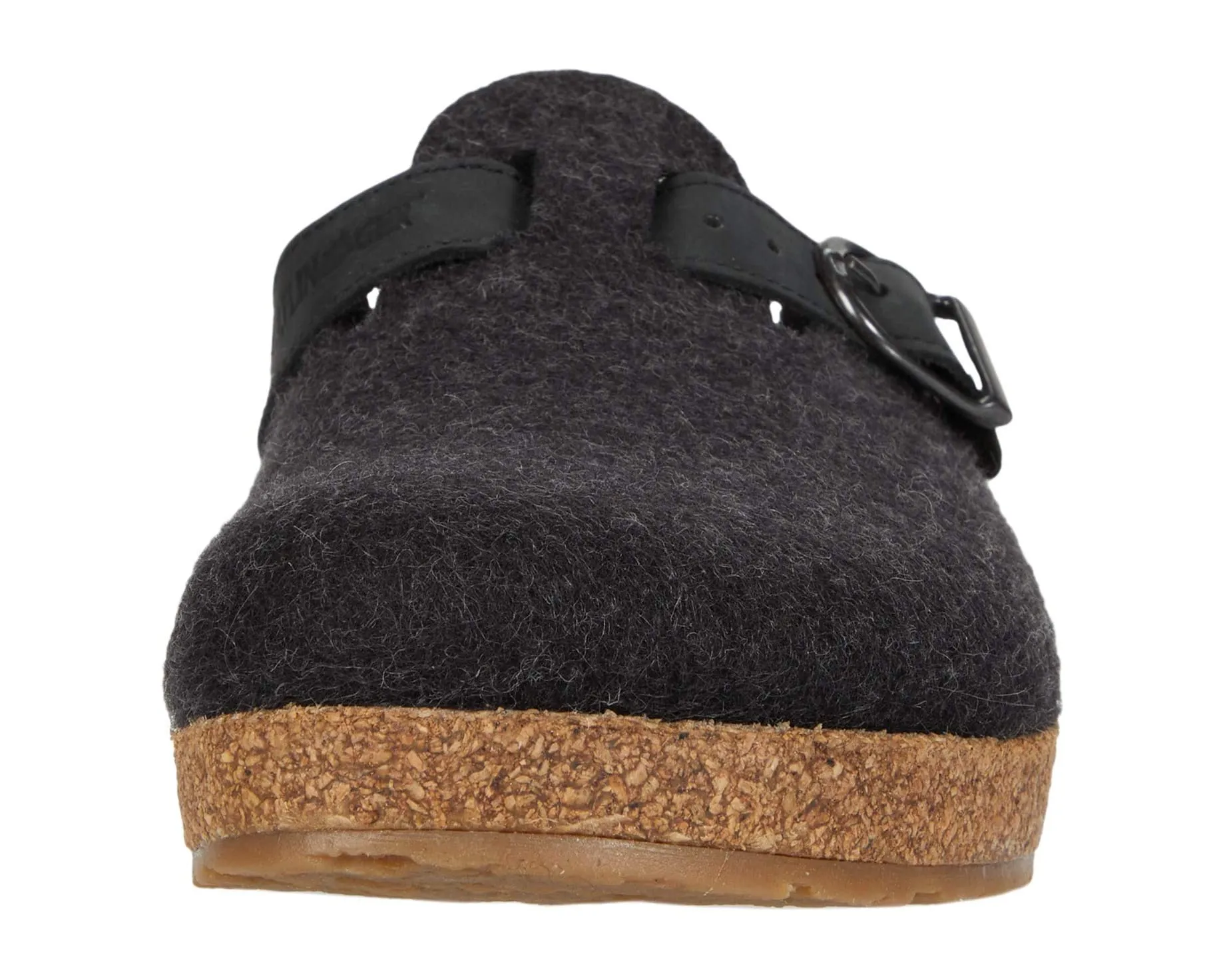 Classic Boiled Wool Clog with Adjustable Belt in Charcoal