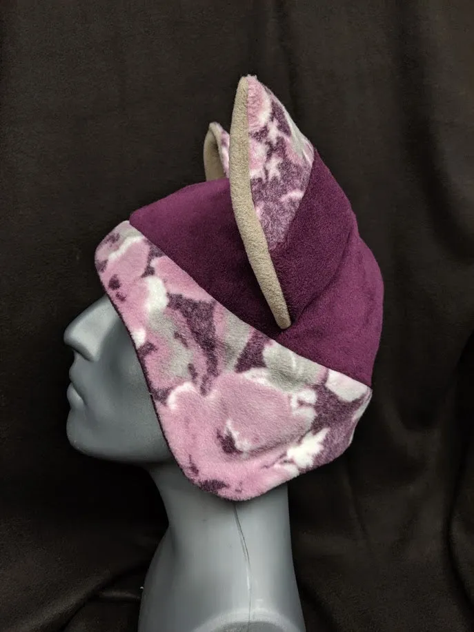 Dark Purple Floral Fox Hat