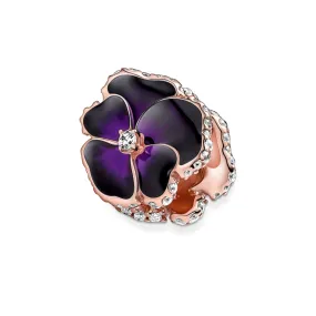 Deep Purple Pansy Flower Charm