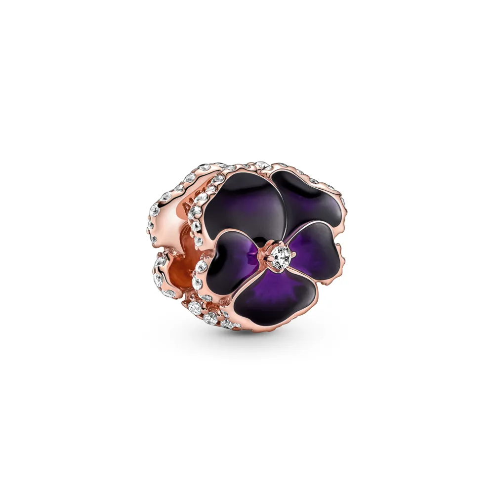 Deep Purple Pansy Flower Charm