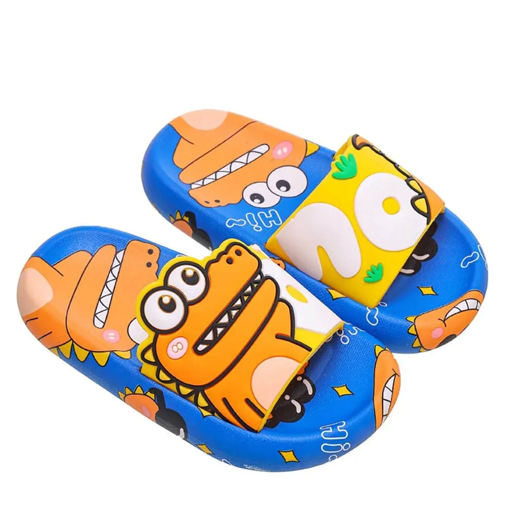 Dino Blue & Yellow Slip on Clogs, Summer/Monsoon/ Beach Footwear for Toddlers and Kids, Unisex