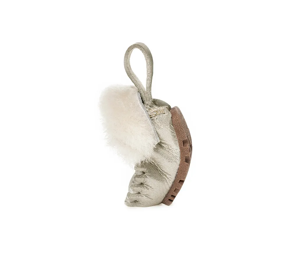 EVERAU® UGG Slippers Sheepskin Wool Popo Moccasin Keyrings