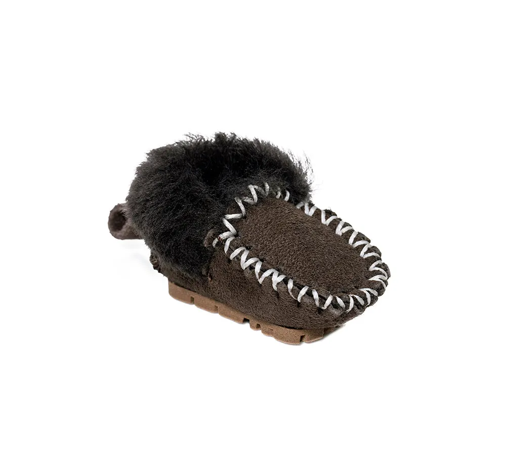 EVERAU® UGG Slippers Sheepskin Wool Popo Moccasin Keyrings