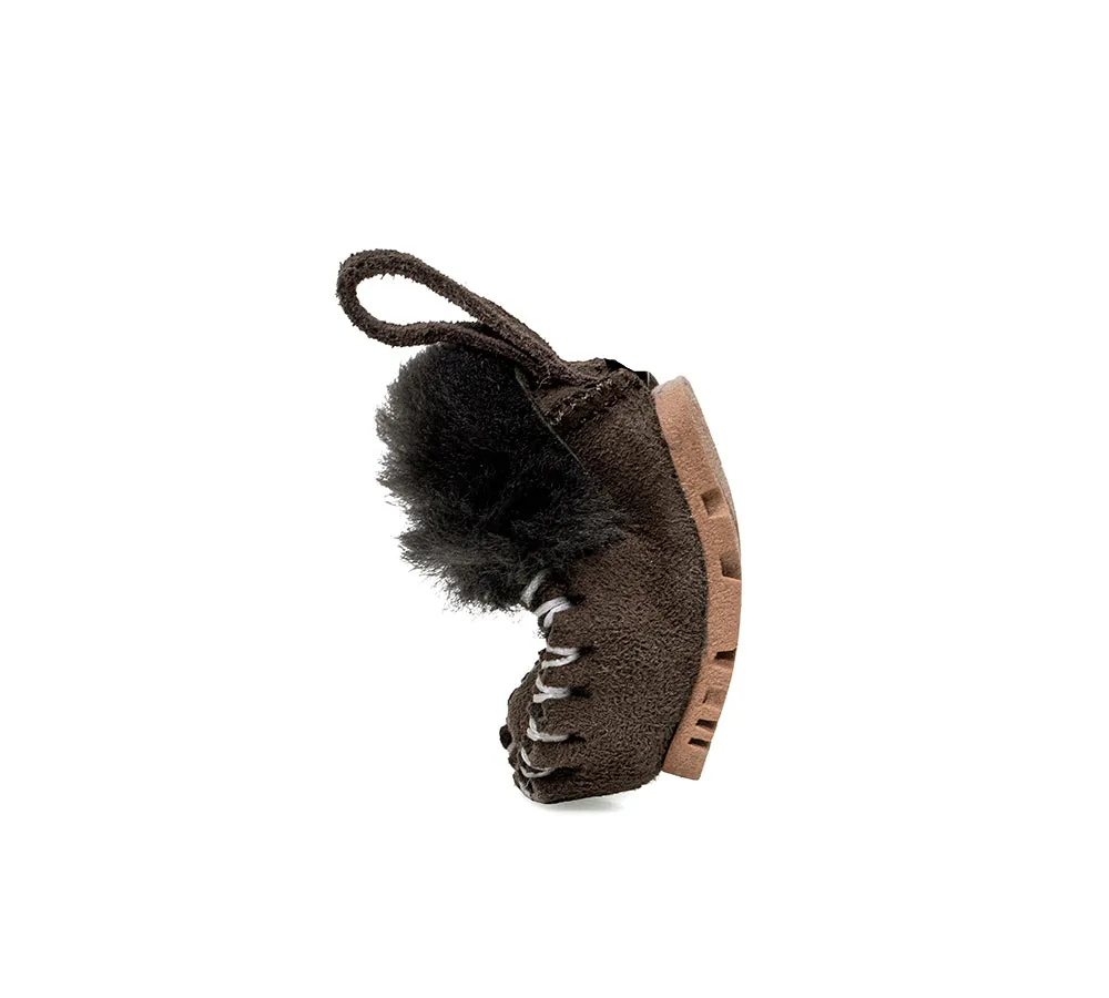 EVERAU® UGG Slippers Sheepskin Wool Popo Moccasin Keyrings