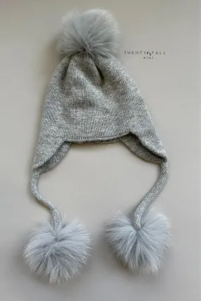 Fox Fur Triple Pom Pom Hat