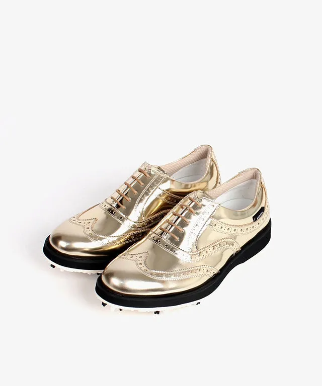 Giclee Unisex No.21 Premium Leather Golf Shoes - Gold