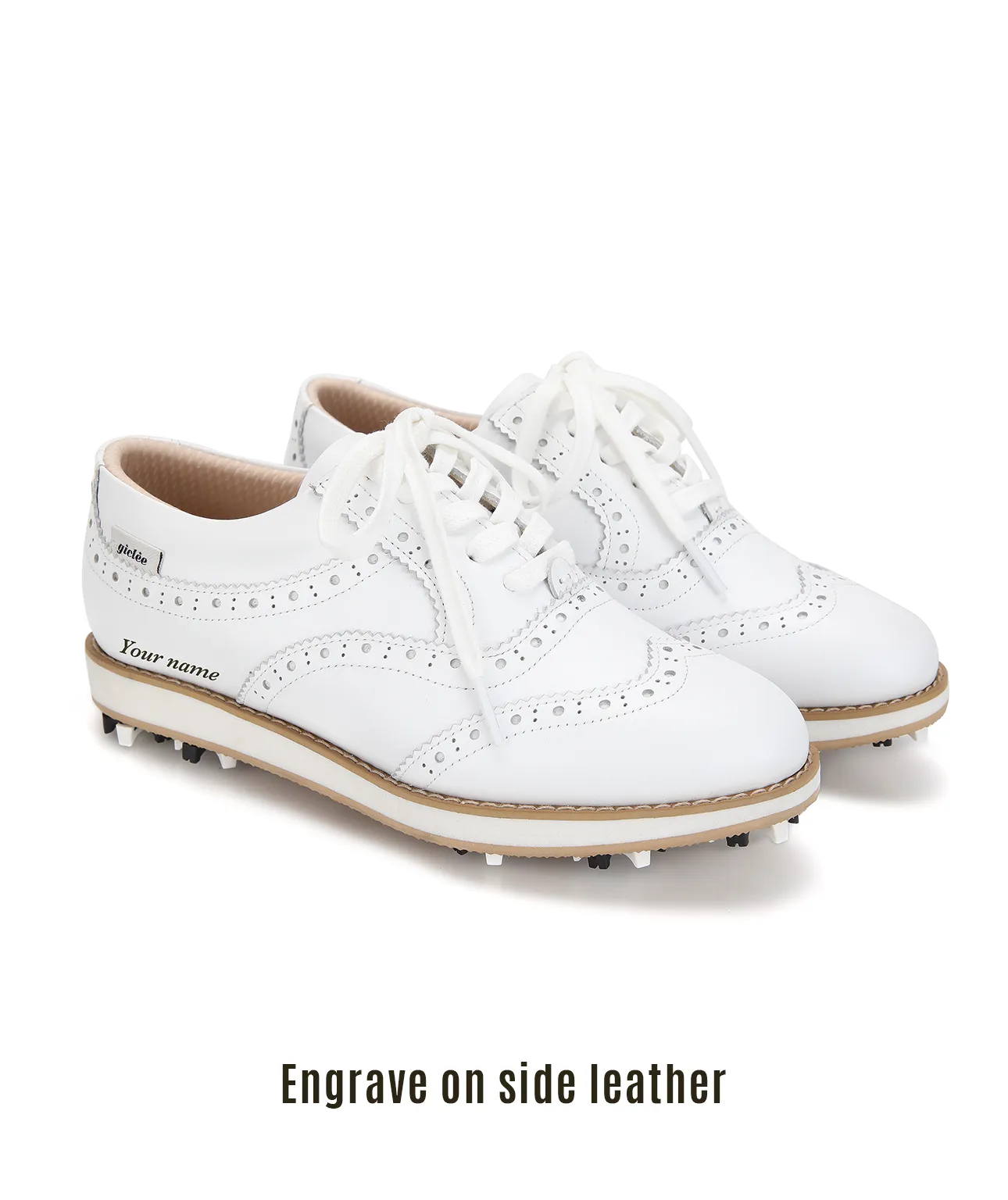 Giclee Unisex No.21 Premium Leather Golf Shoes - Gold