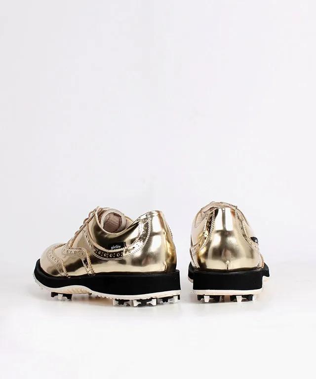 Giclee Unisex No.21 Premium Leather Golf Shoes - Gold