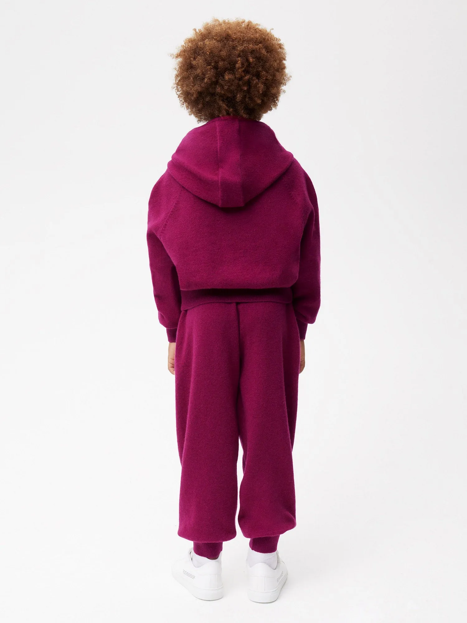 Kids' Recycled Cashmere Hoodie—plum purple