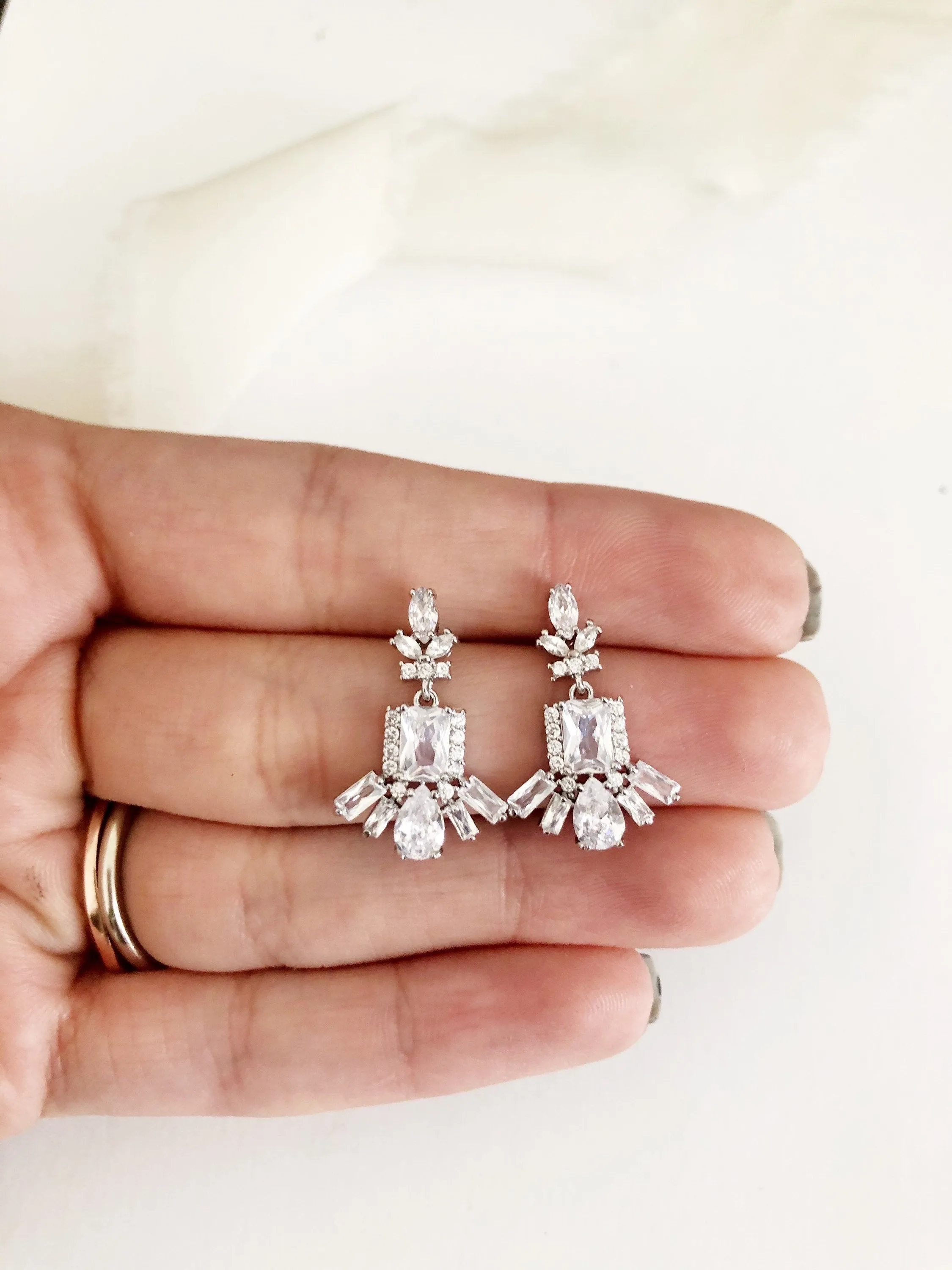 Merietta Silver Petite Wedding Earrings