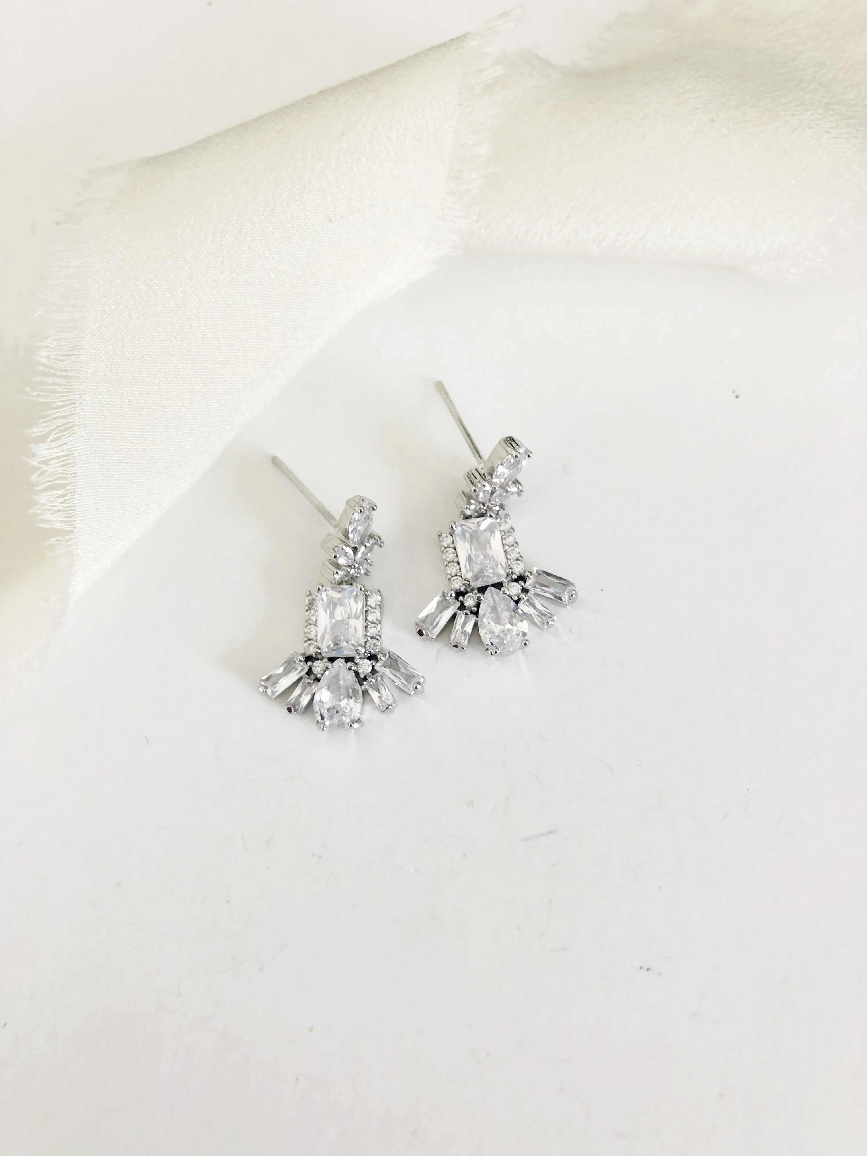 Merietta Silver Petite Wedding Earrings