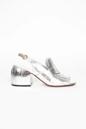 Metallic Heeled Sandals Silver