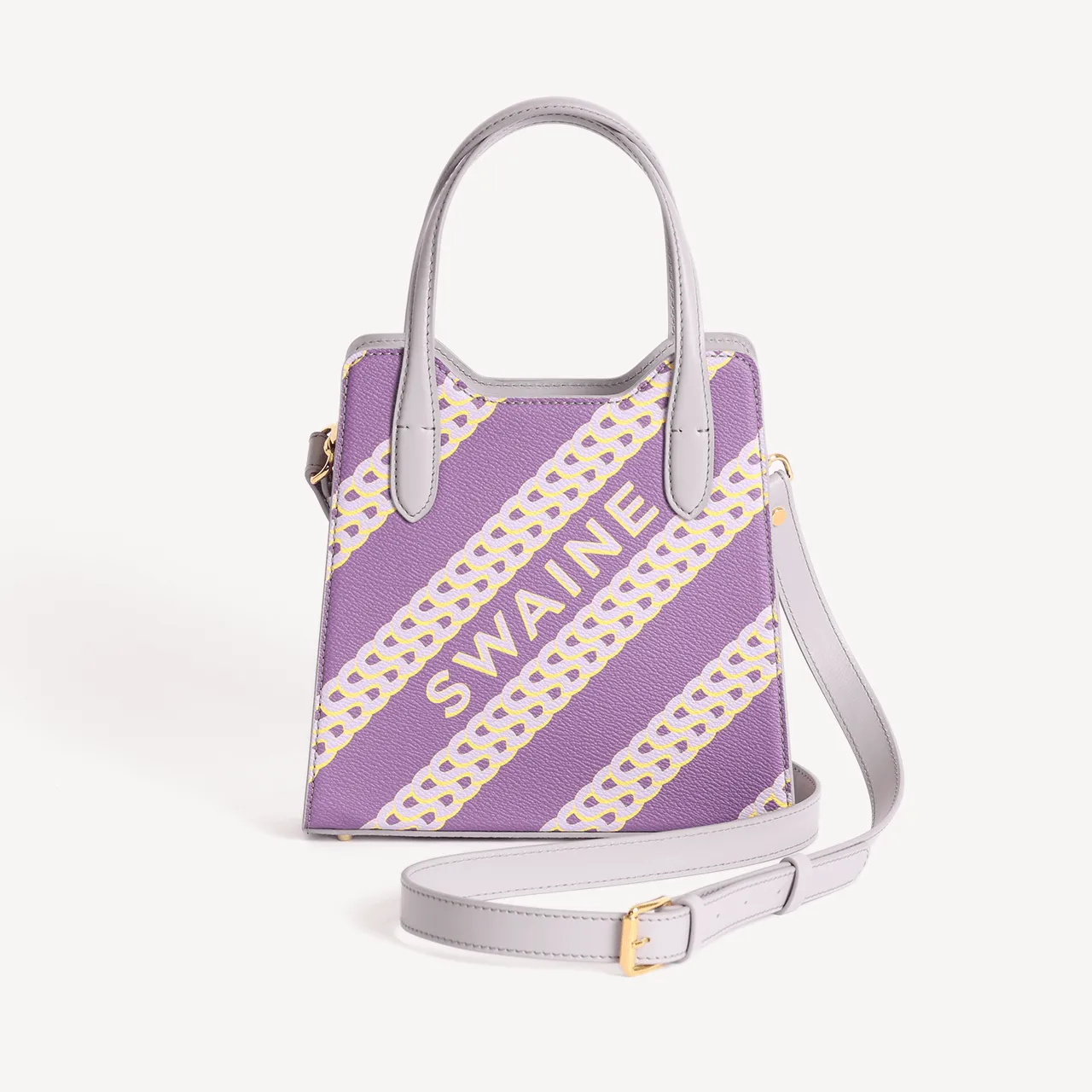 Mini Swaine Small Monogram Print - Yellow & Lilac