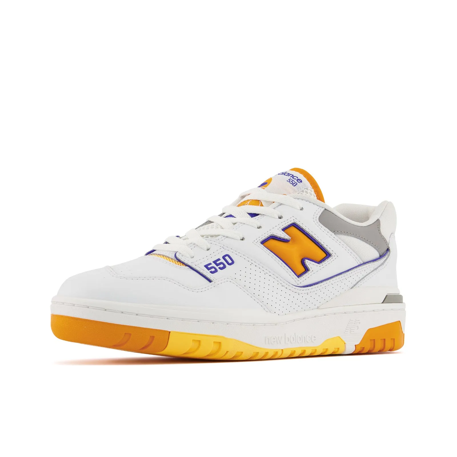 New Balance Men's 550 Lakers Shoes - White / Vibrant Orange / Purple