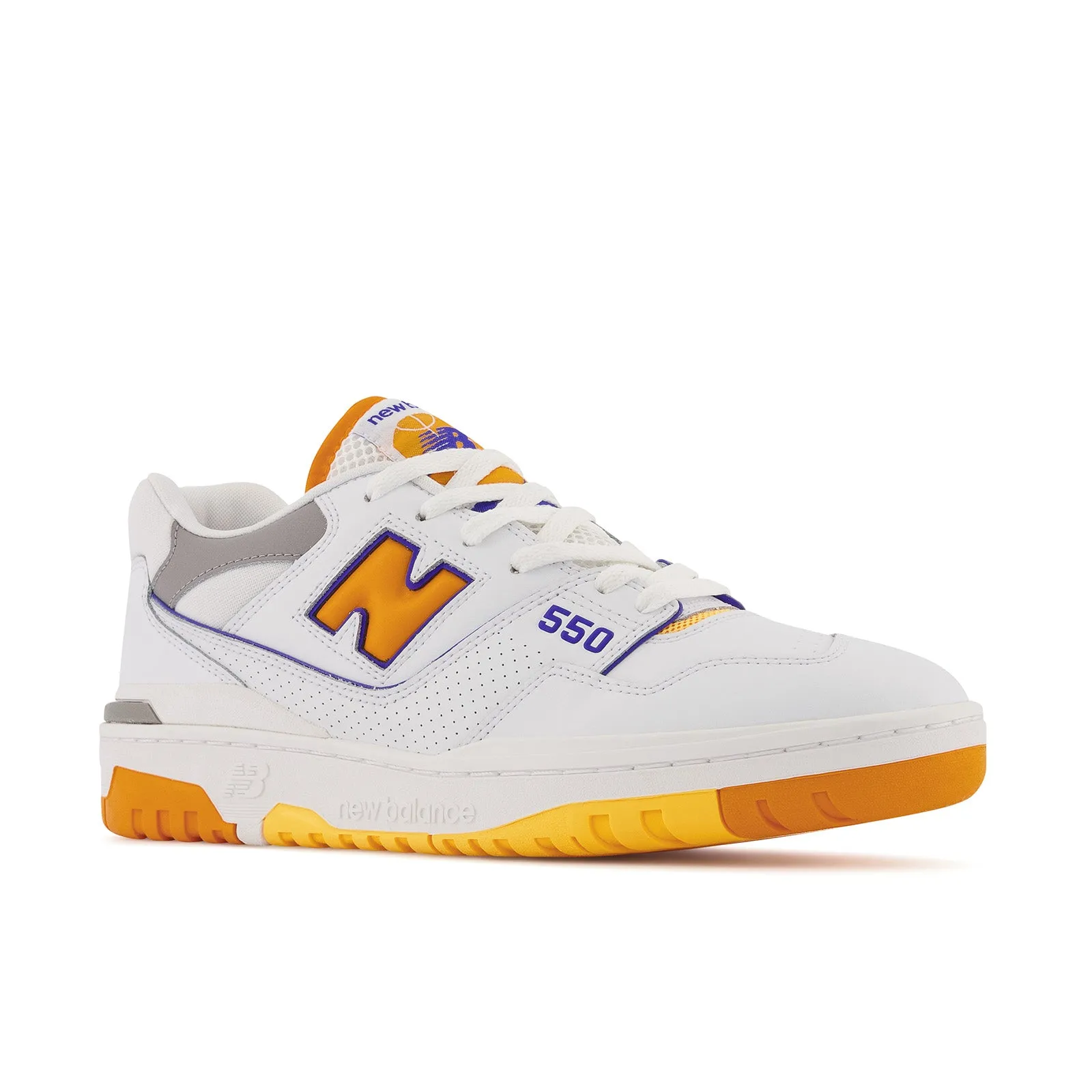 New Balance Men's 550 Lakers Shoes - White / Vibrant Orange / Purple