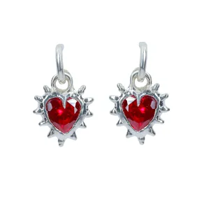 Ruby Heart Hoops