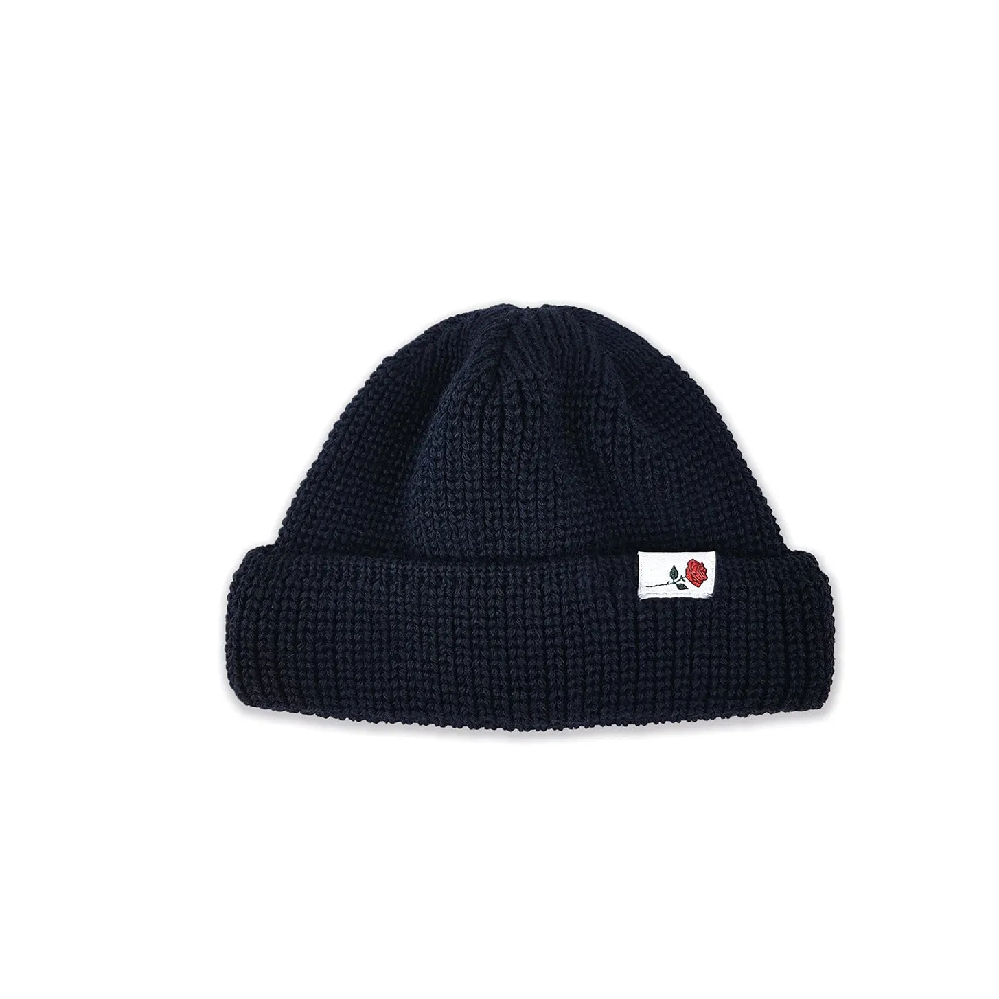 SHORT WOOL BEANIE ROSE - NAVY