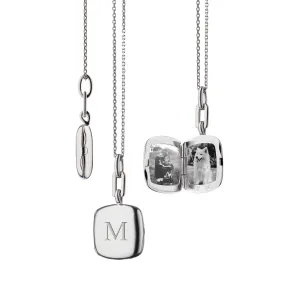 Slim "Viv" Sterling Silver Engraved Locket Necklace